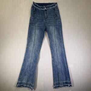 Twinkle Jeans Womens S Blue Flare Bootcut High Rise Front Seam No Pockets Girls